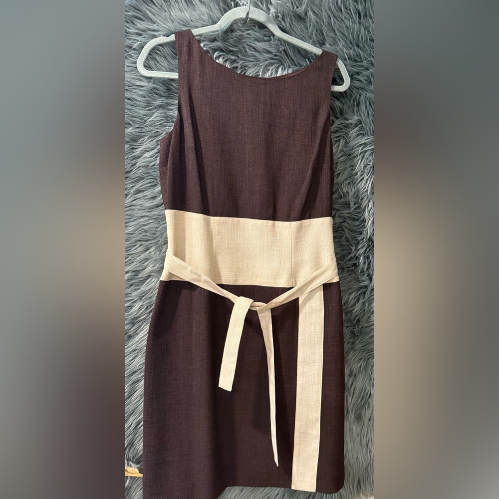 Kasper Tie Front Dress - Size 12 | Color: Chocolate Brown
